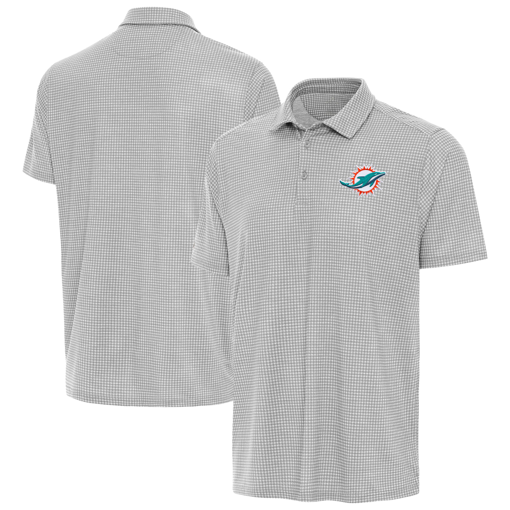 Men's Antigua Heather Gray Miami Dolphins Replica Polo