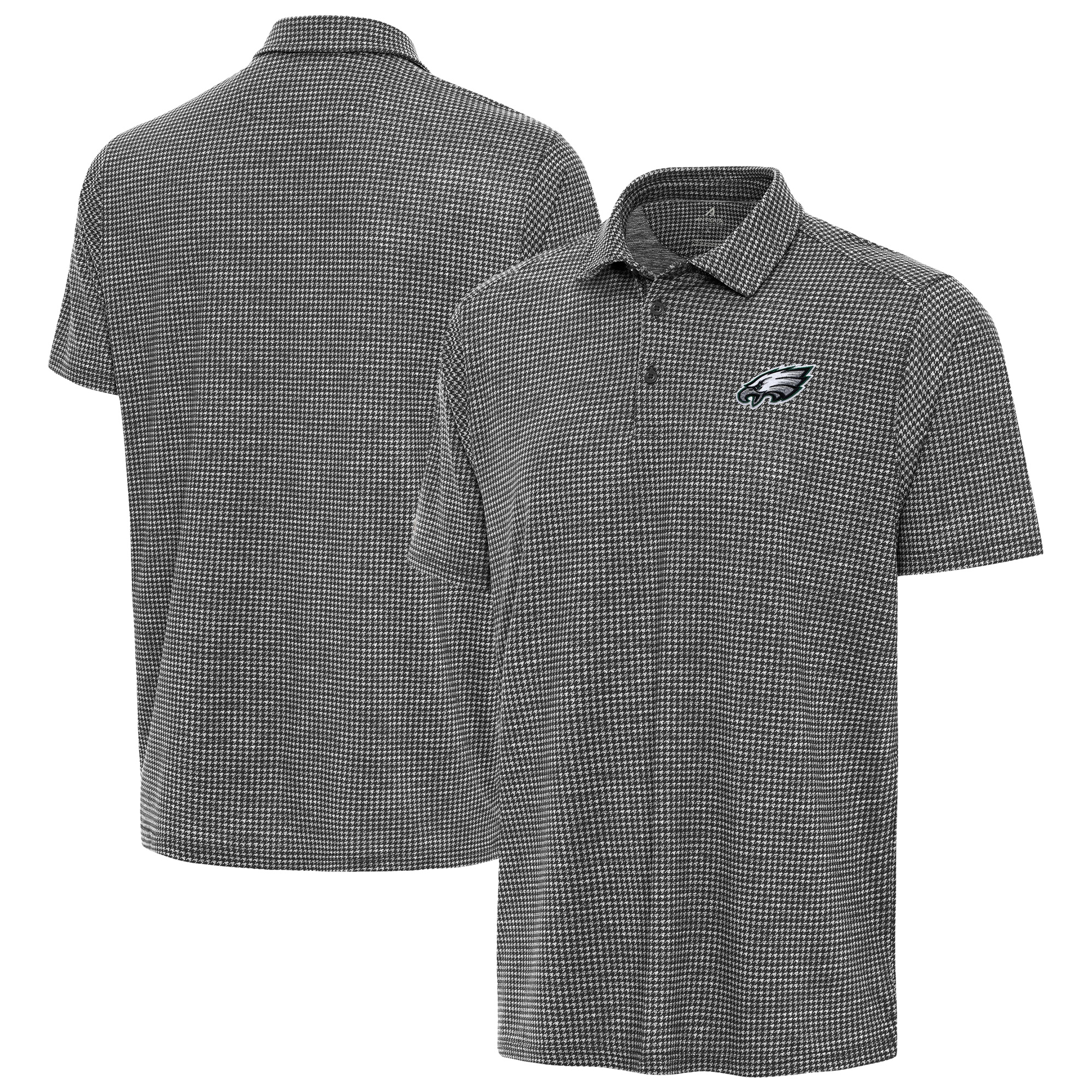 Men's Antigua Heather Black Philadelphia Eagles Replica Polo