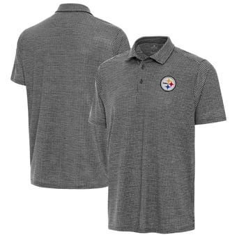 Men's Antigua Heather Black Pittsburgh Steelers Replica Polo