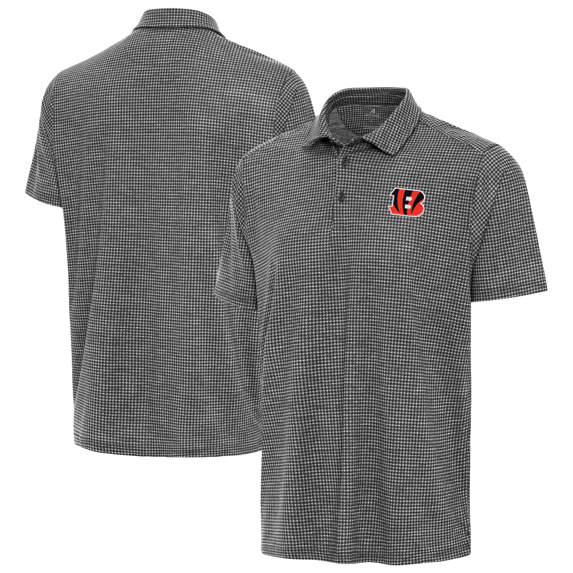 Men's Antigua Heather Black Cincinnati Bengals Replica Polo