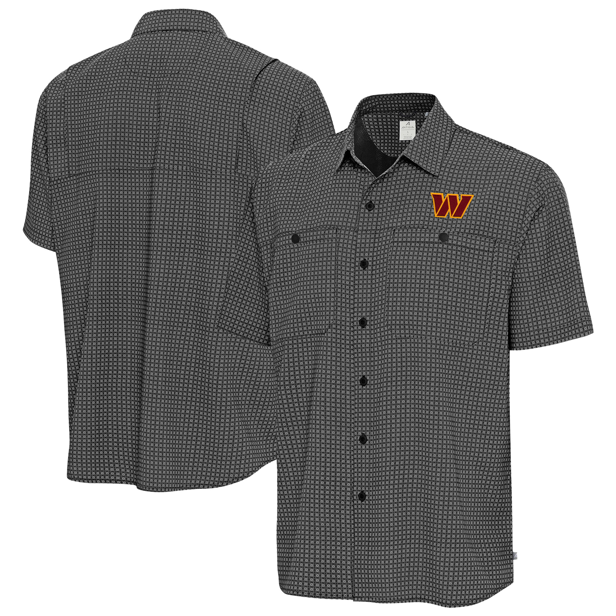 Men's Antigua Black Washington Commanders Mosaic Button-Up Shirt