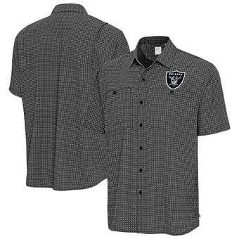 Men's Antigua Black Las Vegas Raiders Mosaic Button-Up Shirt