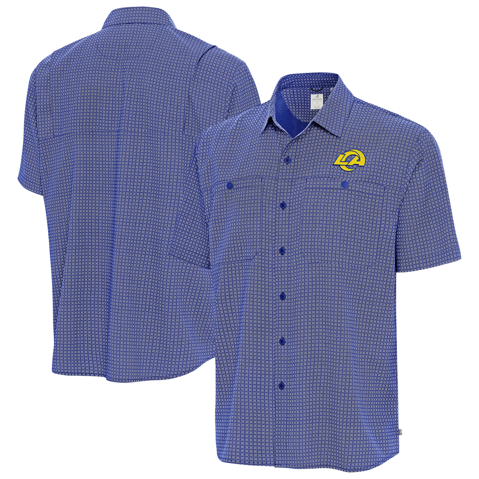 Men's Antigua Royal Los Angeles Rams Mosaic Button-Up Shirt