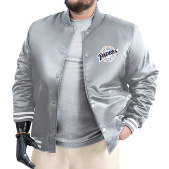 Men's G-III Sports by Carl Banks Gray San Diego Padres Cooperstown Adaptive Satin Full-Snap Varsity Jacket