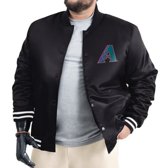 Men's G-III Sports by Carl Banks Black Arizona Diamondbacks Cooperstown Adaptive Satin Full-Snap Varsity Jacket