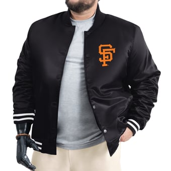 Men's G-III Sports by Carl Banks Black San Francisco Giants Cooperstown Adaptive Satin Full-Snap Varsity Jacket