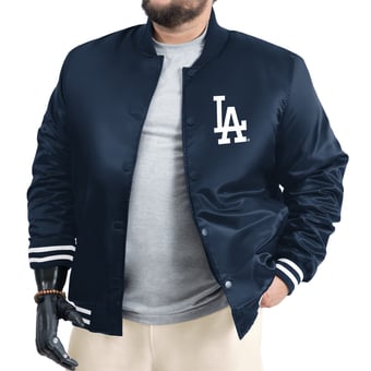 Men's G-III Sports by Carl Banks Navy Los Angeles Dodgers Cooperstown Adaptive Satin Full-Snap Varsity Jacket