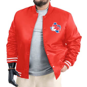 Men's G-III Sports by Carl Banks Red Texas Rangers Cooperstown Adaptive Satin Full-Snap Varsity Jacket