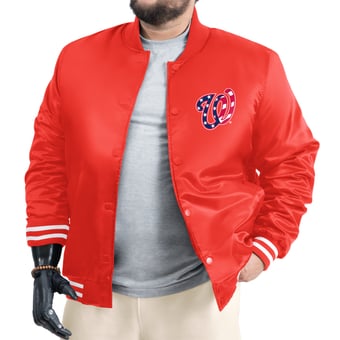 Men's G-III Sports by Carl Banks Red Washington Nationals Cooperstown Adaptive Satin Full-Snap Varsity Jacket