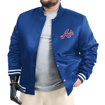 Men's G-III Sports by Carl Banks Royal Atlanta Braves Cooperstown Adaptive Satin Full-Snap Varsity Jacket