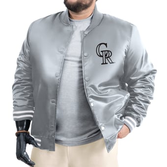 Men's G-III Sports by Carl Banks Gray Colorado Rockies Cooperstown Adaptive Satin Full-Snap Varsity Jacket