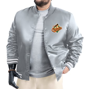 Men's G-III Sports by Carl Banks Gray Baltimore Orioles Cooperstown Adaptive Satin Full-Snap Varsity Jacket