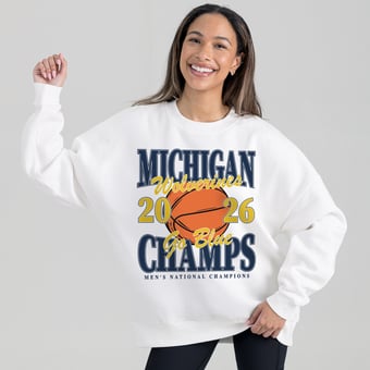 Women's Gameday Couture White Michigan Wolverines 2026 NCAA Men's Basketball National Champions Premium Fleece Drop Shoulder Oversized Sweatshirt