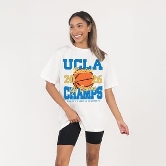 Women's Gameday Couture White UCLA Bruins 2026 NCAA Women's Basketball National Champions Oversized T-Shirt