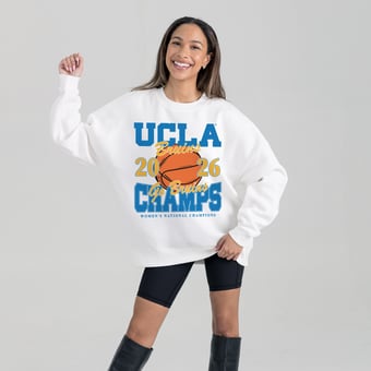 Women's Gameday Couture White UCLA Bruins 2026 NCAA Women's Basketball National Champions Premium Fleece Drop Shoulder Sweatshirt