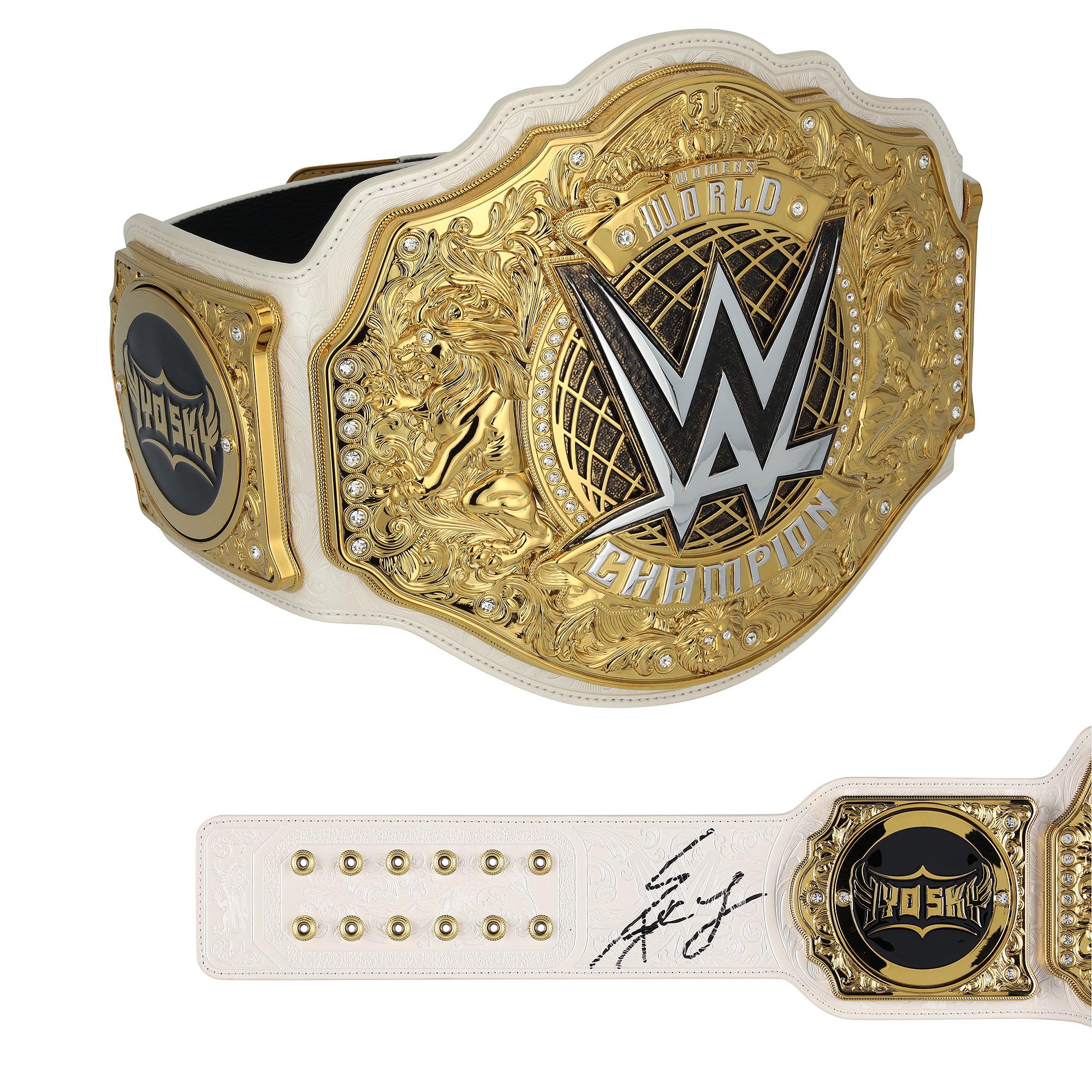 IYO SKY WWE Autographed Women's World Championship Replica Title Belt with Talent Side Plates