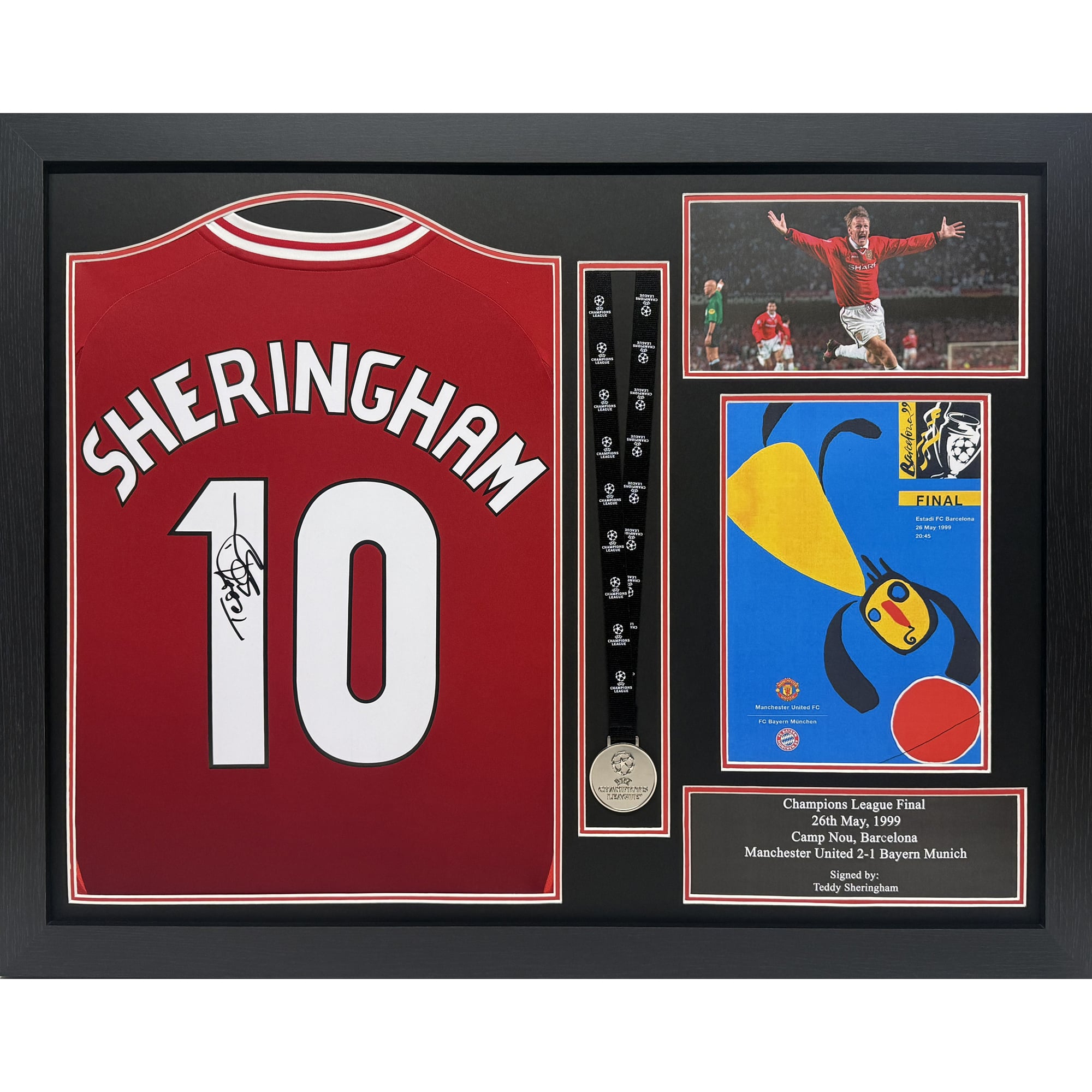 Manchester United Teddy Sheringham Signed Shirt Framed Manchester United Teddy Sheringham Signed Shirt Framed