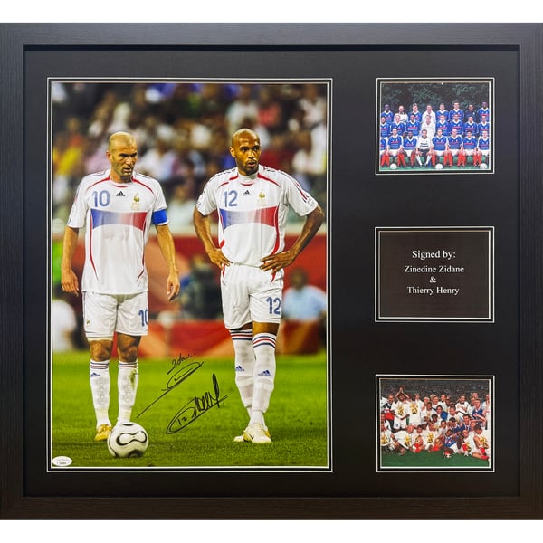 France Zinedine Zidane & Thierry Henry Photo encadrée signée par les deux auteurs