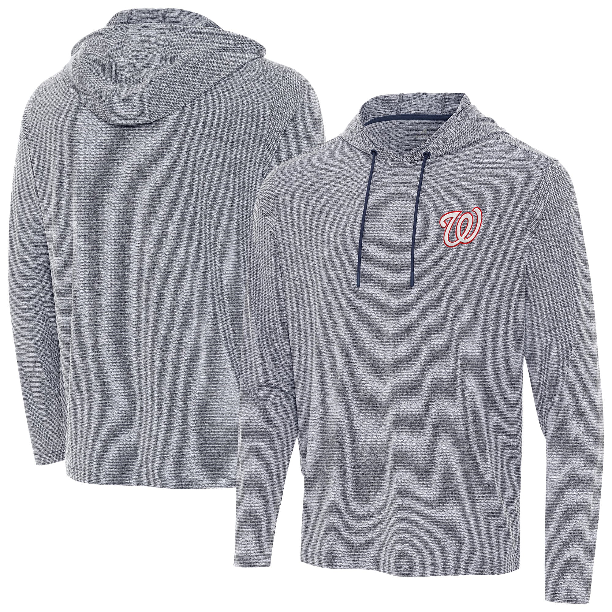 Men's Antigua Heather Navy Washington Nationals Changeover Hoodie