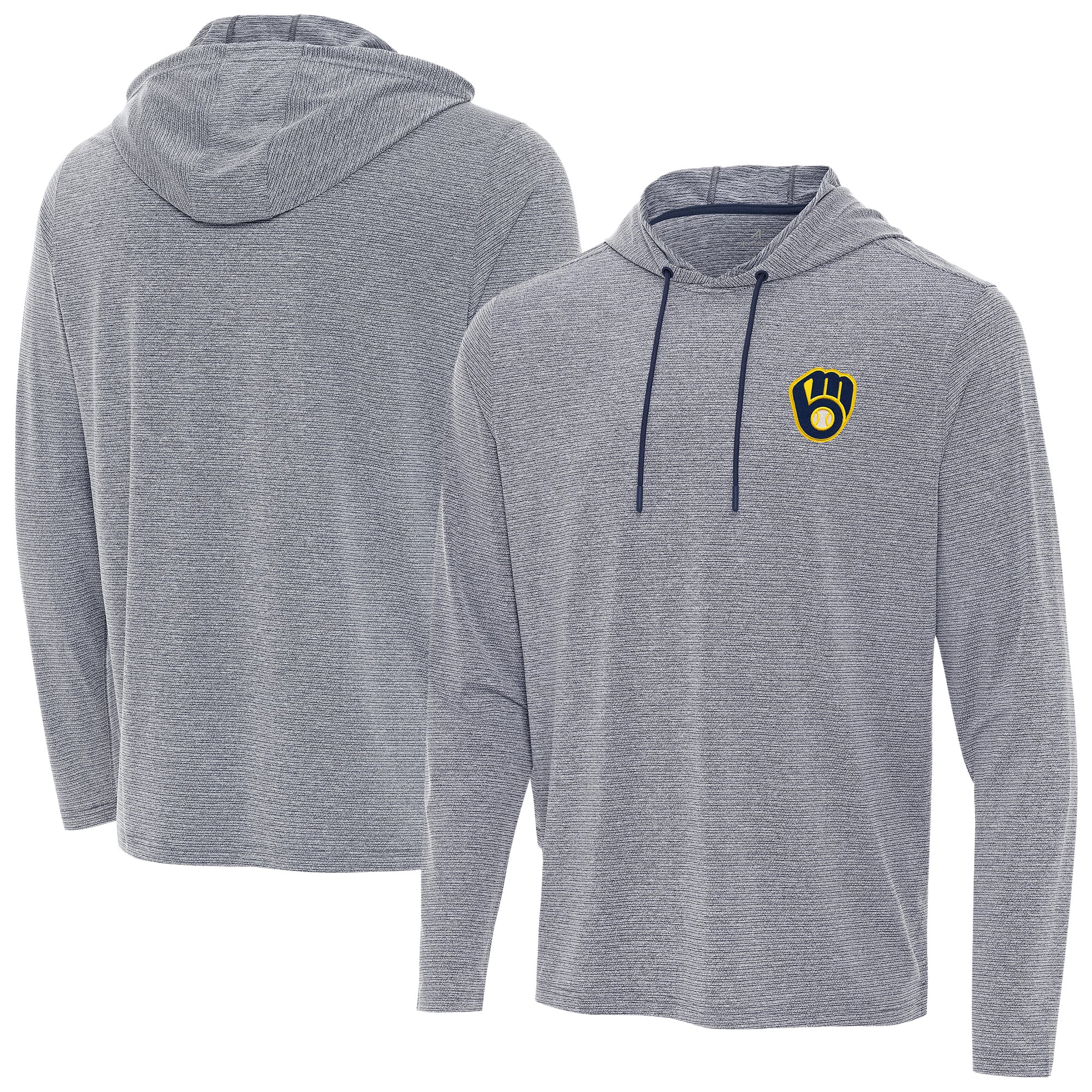 Men's Antigua Heather Navy Milwaukee Brewers Changeover Hoodie