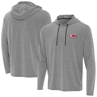 Men's Antigua Heather Black Cincinnati Reds Changeover Hoodie