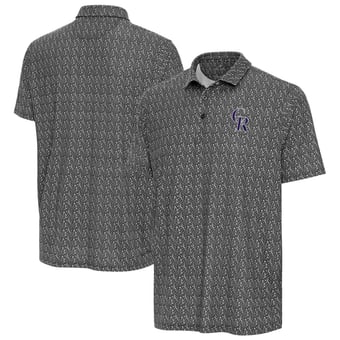 Men's Antigua Black Colorado Rockies Botanic Polo