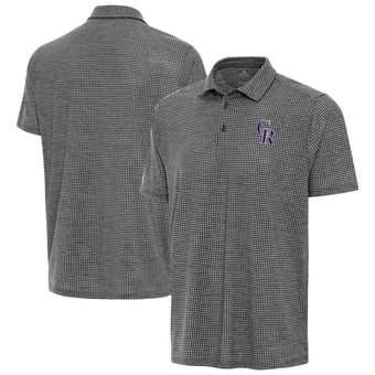 Men's Antigua Heather Black Colorado Rockies Replica Polo