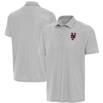 Men's Antigua Heather Gray New York Mets Replica Polo
