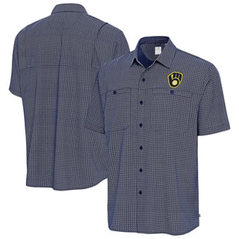Men's Antigua Navy Milwaukee Brewers Mosaic Button-Up Shirt