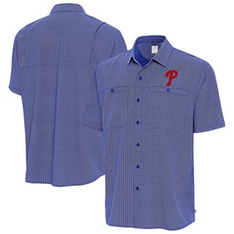 Men's Antigua Royal Philadelphia Phillies Mosaic Button-Up Shirt