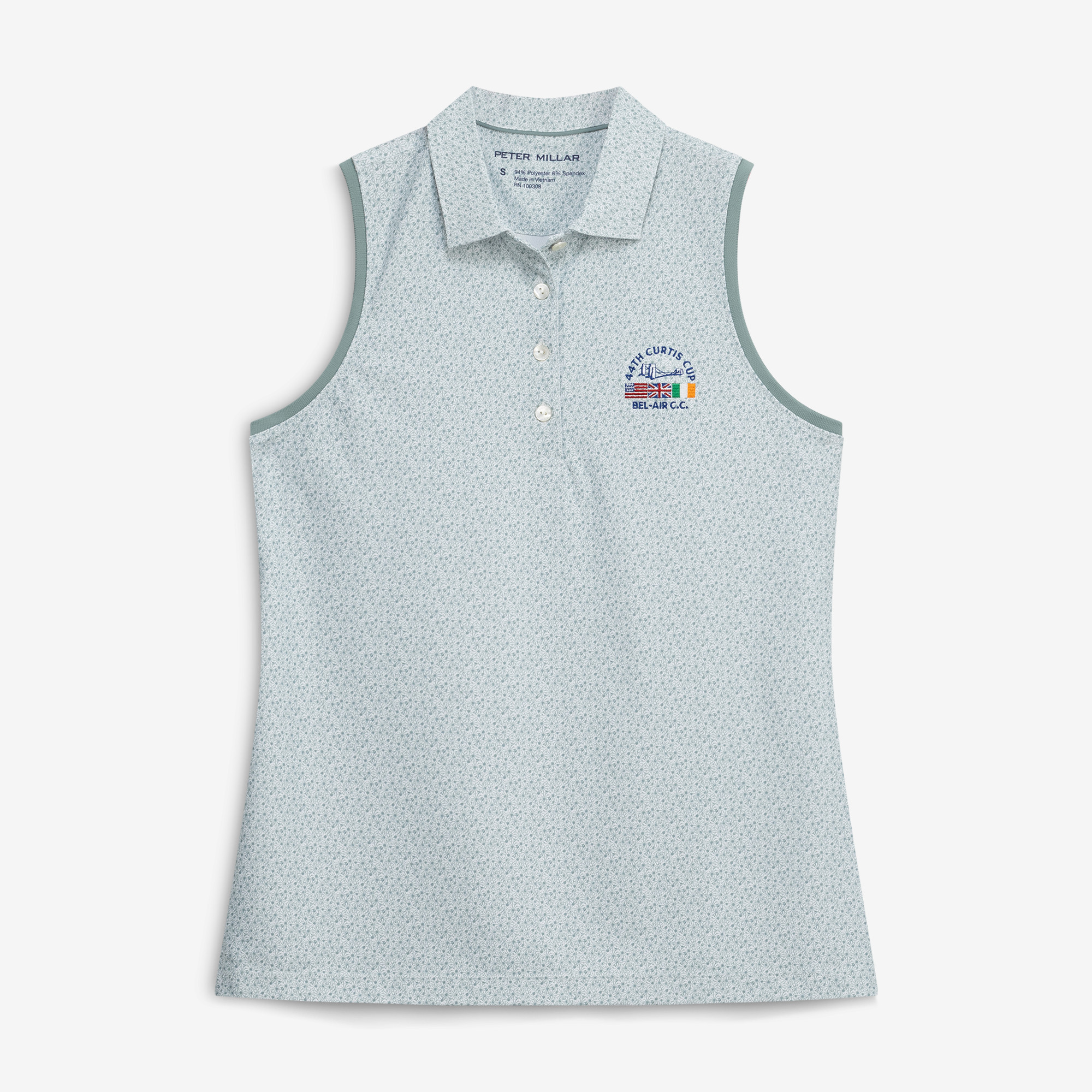 Women’s 2026 Curtis Cup Peter Millar White Tee It Up Banded Sport Mesh Sleeveless Polo