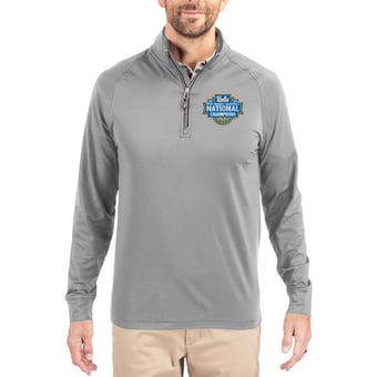 Men's Cutter & Buck Gray UCLA Bruins 2026 NCAA Women's Basketball National Champions Big & Tall Adapt Recycled Soft Knit Stretch Quarter-Zip Pullover