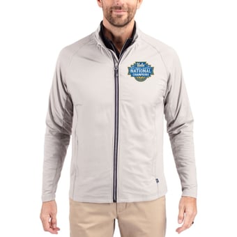 Men's Cutter & Buck Gray UCLA Bruins 2026 NCAA Women's Basketball National Champions Adapt Eco Knit Hybrid Recycled Full-Zip Jacket