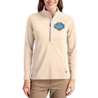 Women's Cutter & Buck Cream UCLA Bruins 2026 NCAA Women's Basketball National Champions Adapt Recycled Soft Knit Stretch Half-Zip Pullover