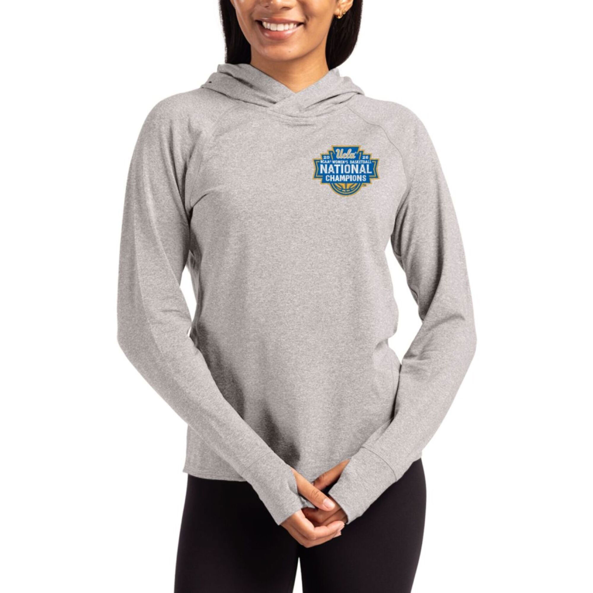 Women’s Cutter & Buck Heather Gray UCLA Bruins 2026 NCAA Women’s Basketball National Champions Adapt Recycled Soft Knit Stretch Hoodie Women’s Cutter & Buck Heather Gray UCLA Bruins 2026 NCAA Women’s Basketball National Champions Adapt Recycled Soft Knit Stretch Hoodie