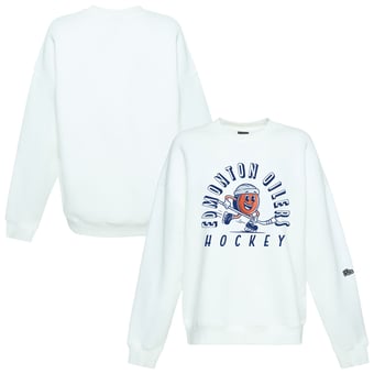 Women's Hype and Vice White Edmonton Oilers Action Mascot Oversized Sweatshirt