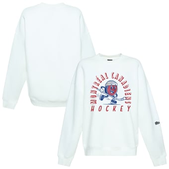 Women's Hype and Vice White Montreal Canadiens Action Mascot Oversized Sweatshirt