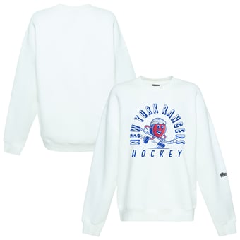 Women's Hype and Vice White New York Rangers Action Mascot Oversized Sweatshirt