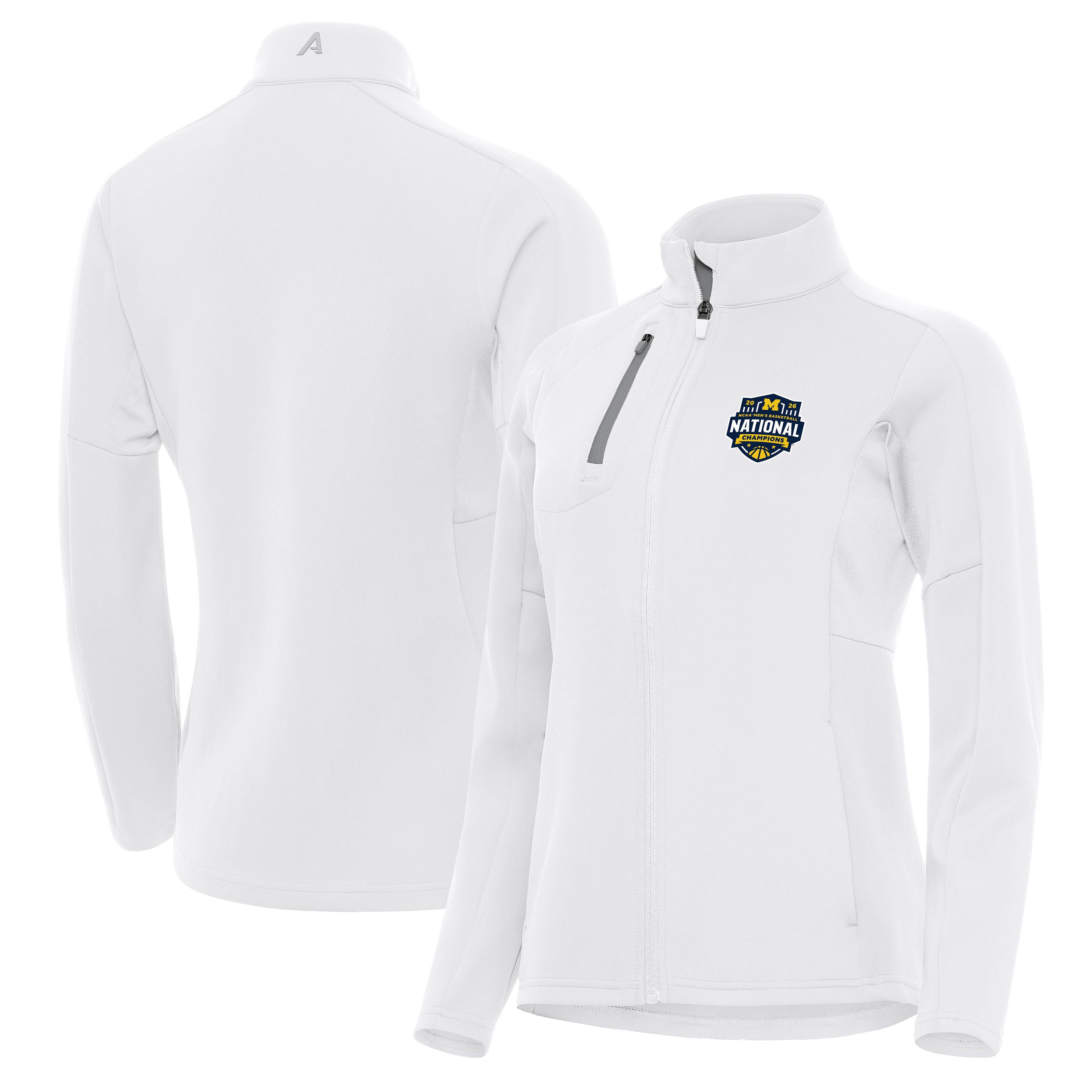 Women's Antigua  White Michigan Wolverines 2026 NCAA Men's Basketball National Champions Generation Full-Zip Jacket