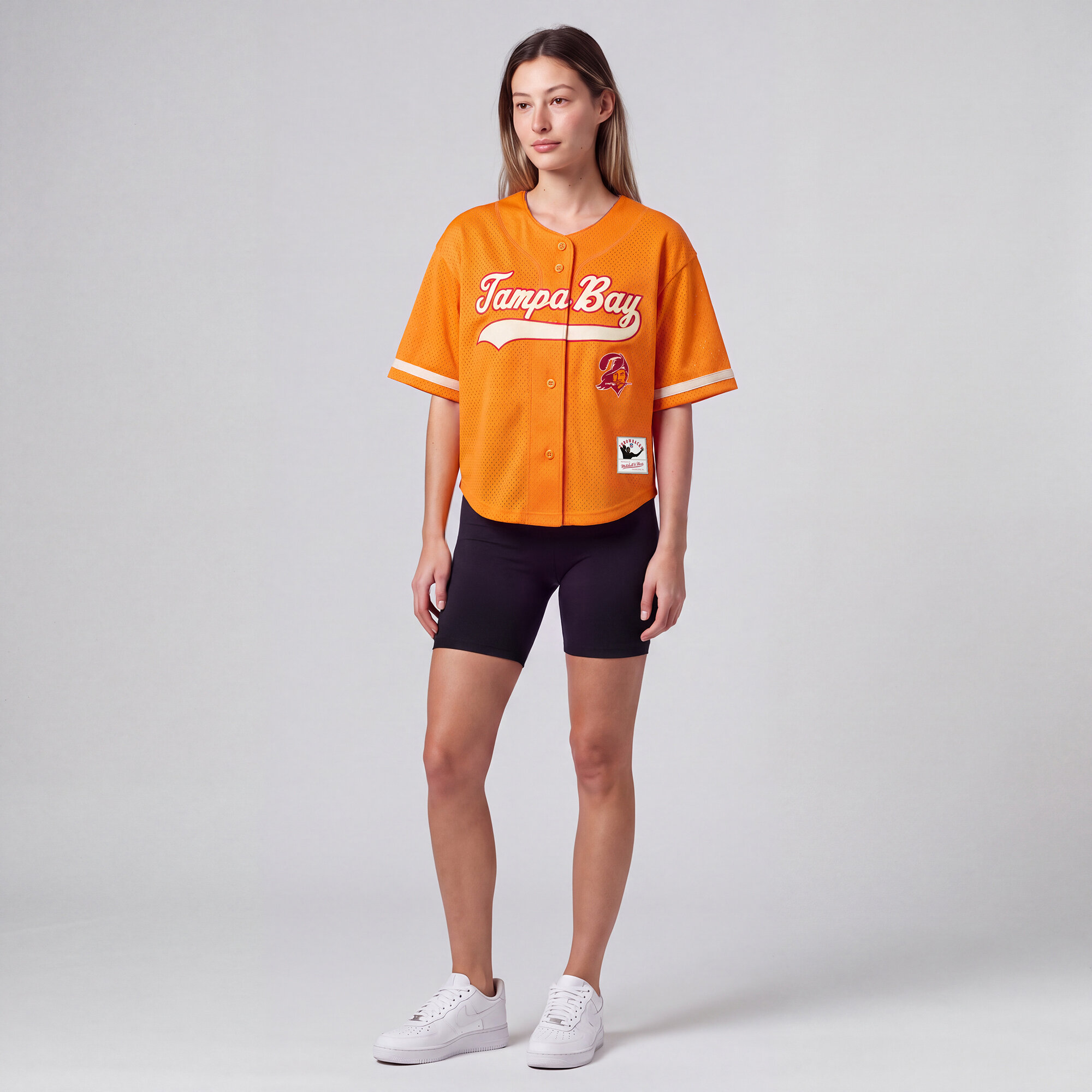 Women's Mitchell & Ness Orange Tampa Bay Buccaneers Retro Roots Baseball Jersey