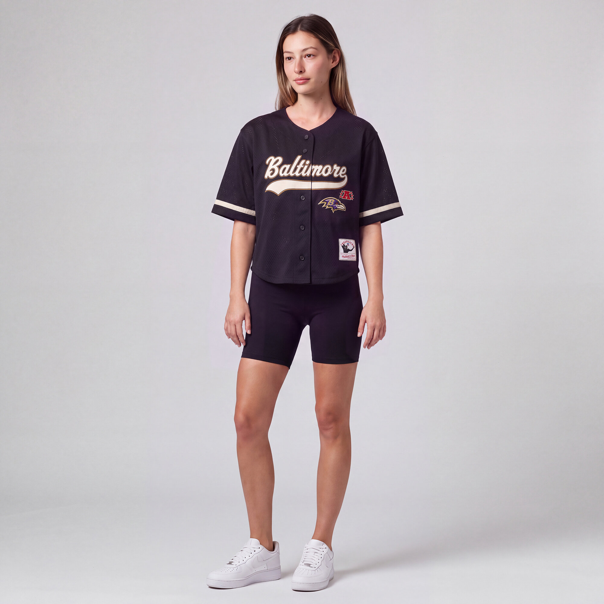 Mitchell & Ness Women's Mitchell Ness Black Baltimore Ravens Retro Roots Baseball Jersey - Black