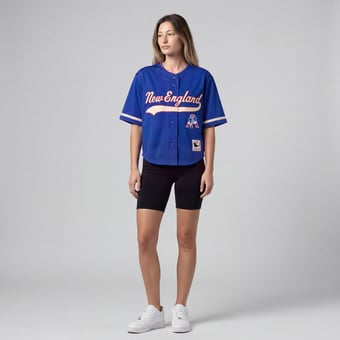 Women's Mitchell & Ness Royal New England Patriots Retro Roots Baseball Jersey