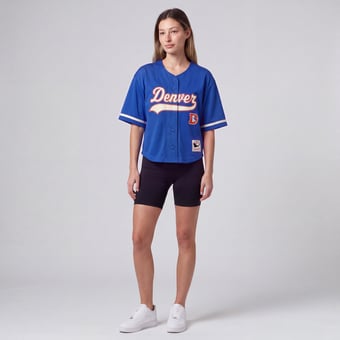 Women's Mitchell & Ness Royal Denver Broncos Retro Roots Baseball Jersey