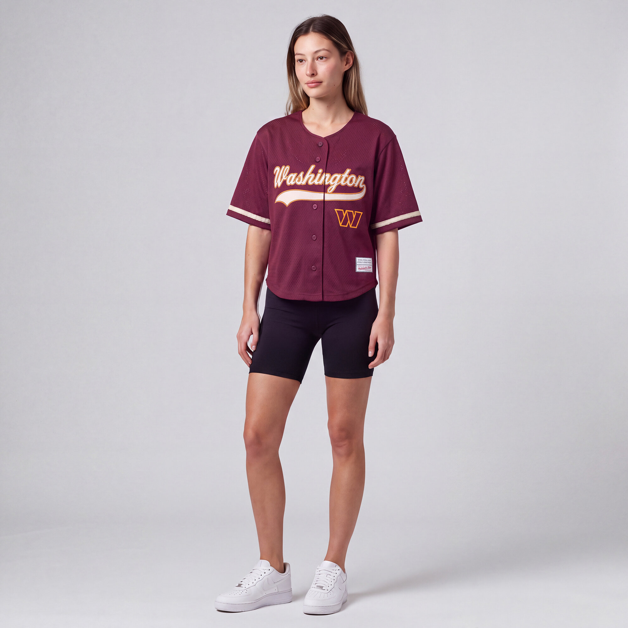 Women's Mitchell & Ness Burgundy Washington Commanders Retro Roots Baseball Jersey