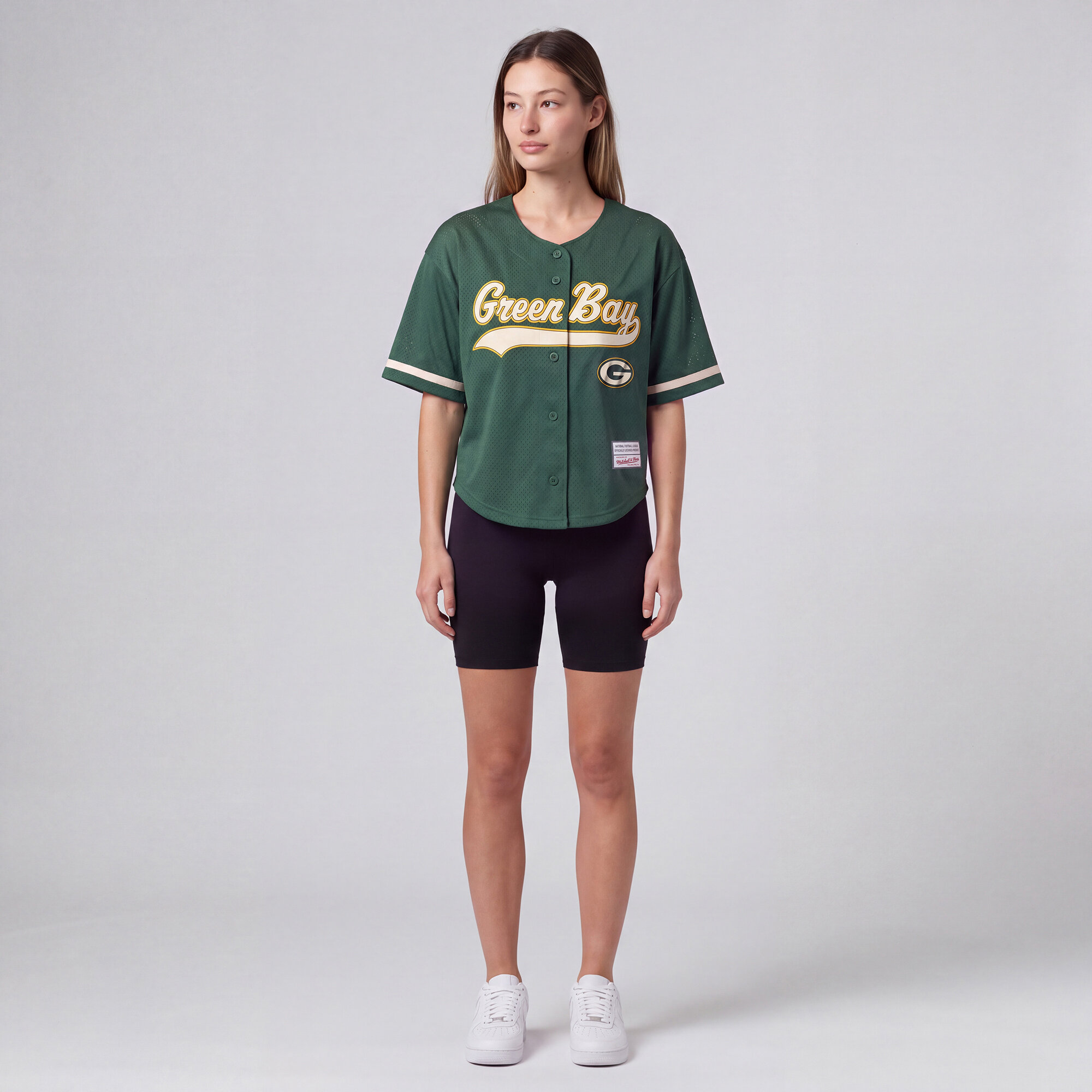 Mitchell & Ness Women's Green Bay Packers Retro Roots Baseball Jersey - Green