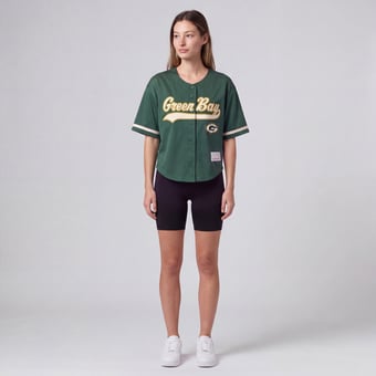 Women's Mitchell & Ness Green Green Bay Packers Retro Roots Baseball Jersey