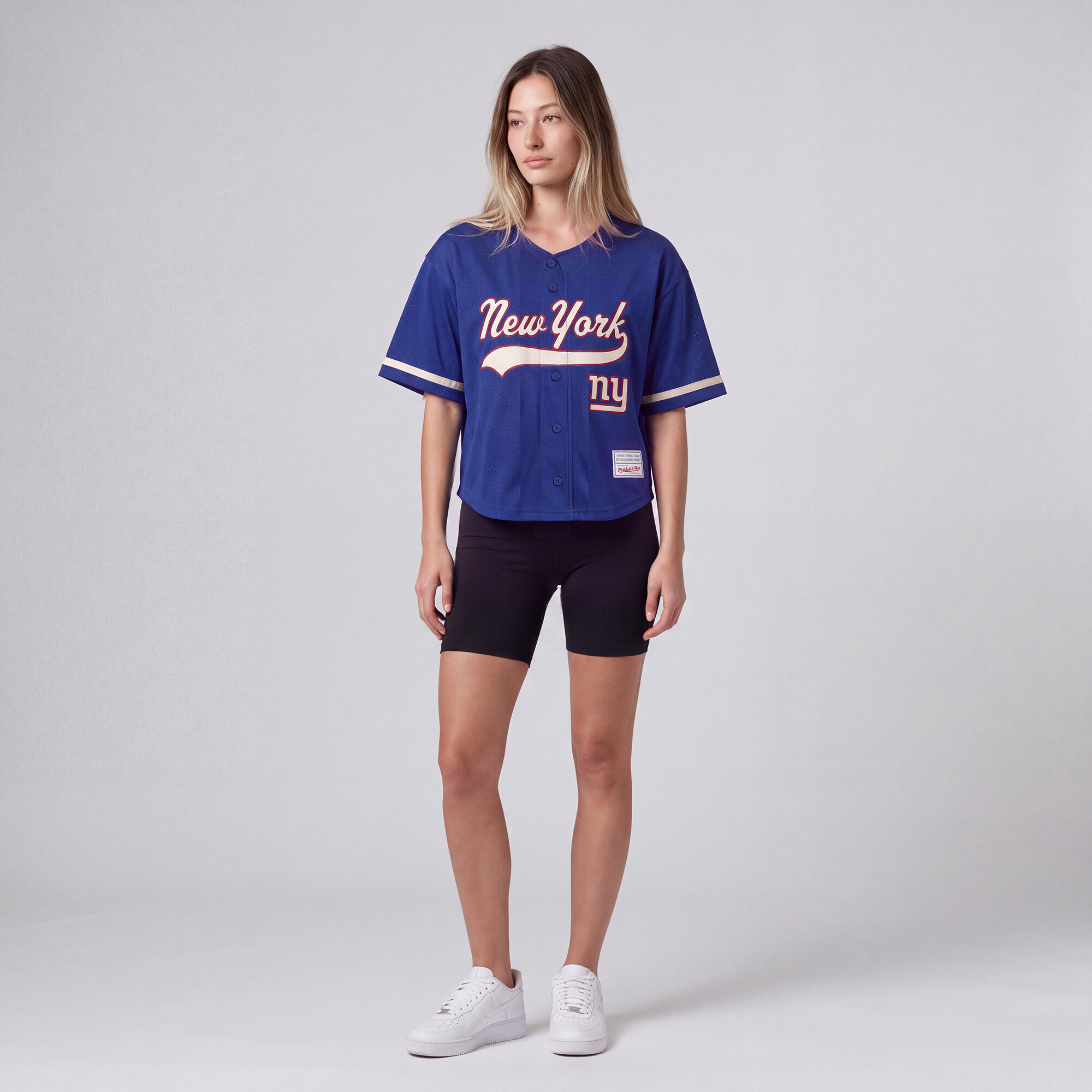 Women's Mitchell & Ness Royal New York Giants Retro Roots Baseball Jersey