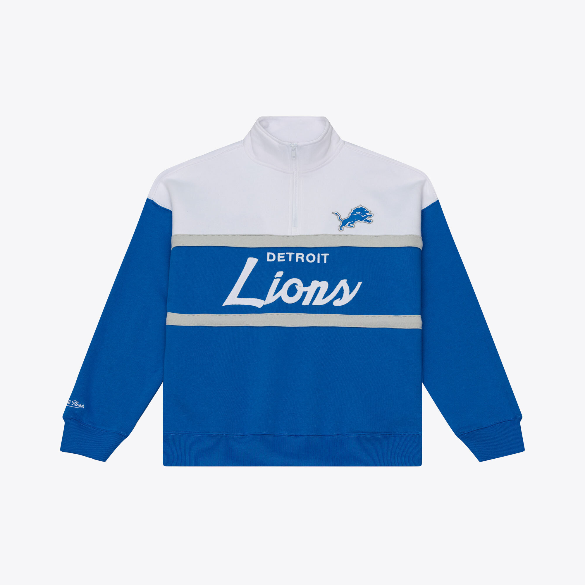 Women's Mitchell & Ness Blue Detroit Lions Head Coach Quarter-Zip Pullover