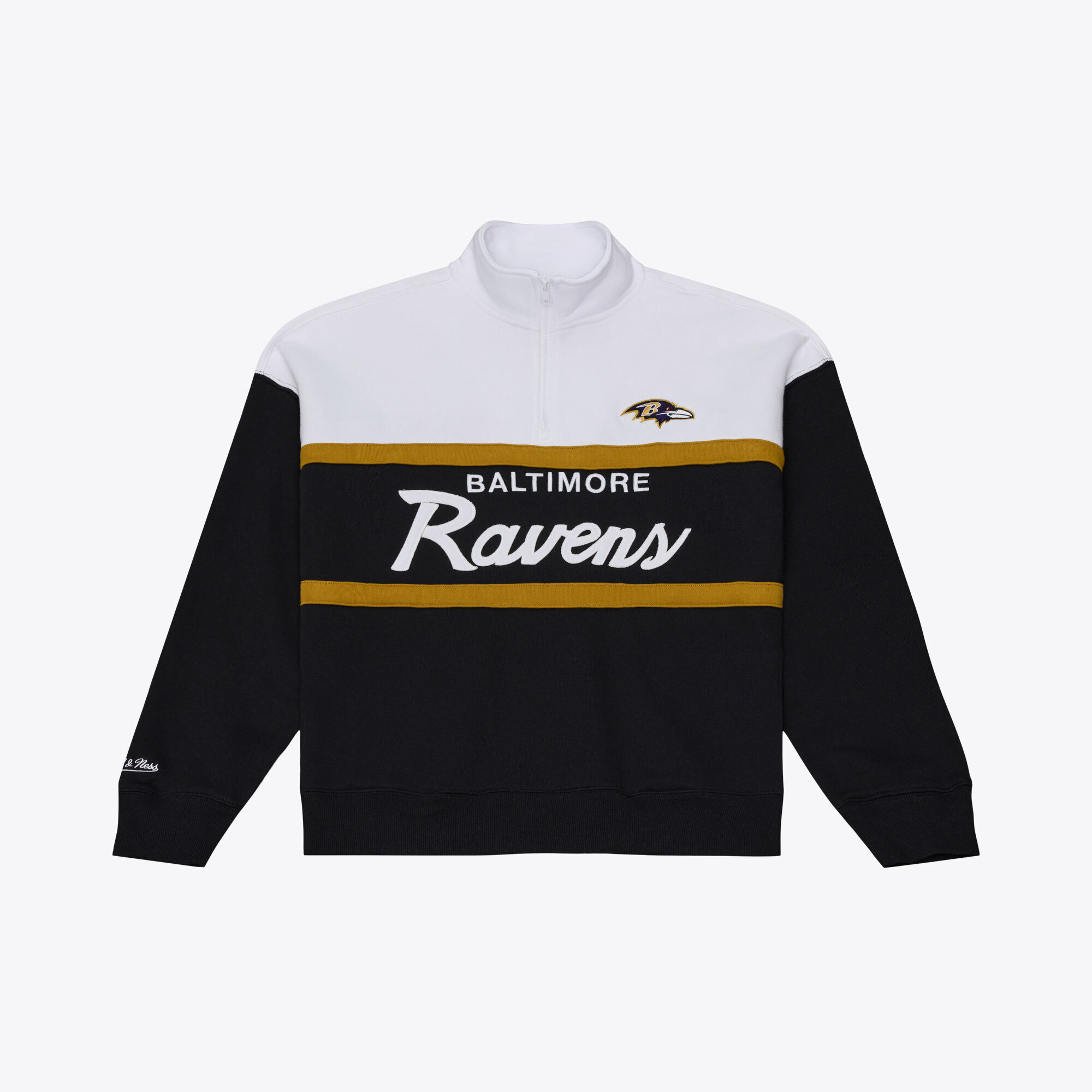 Women's Mitchell & Ness Purple Baltimore Ravens Head Coach Quarter-Zip Pullover