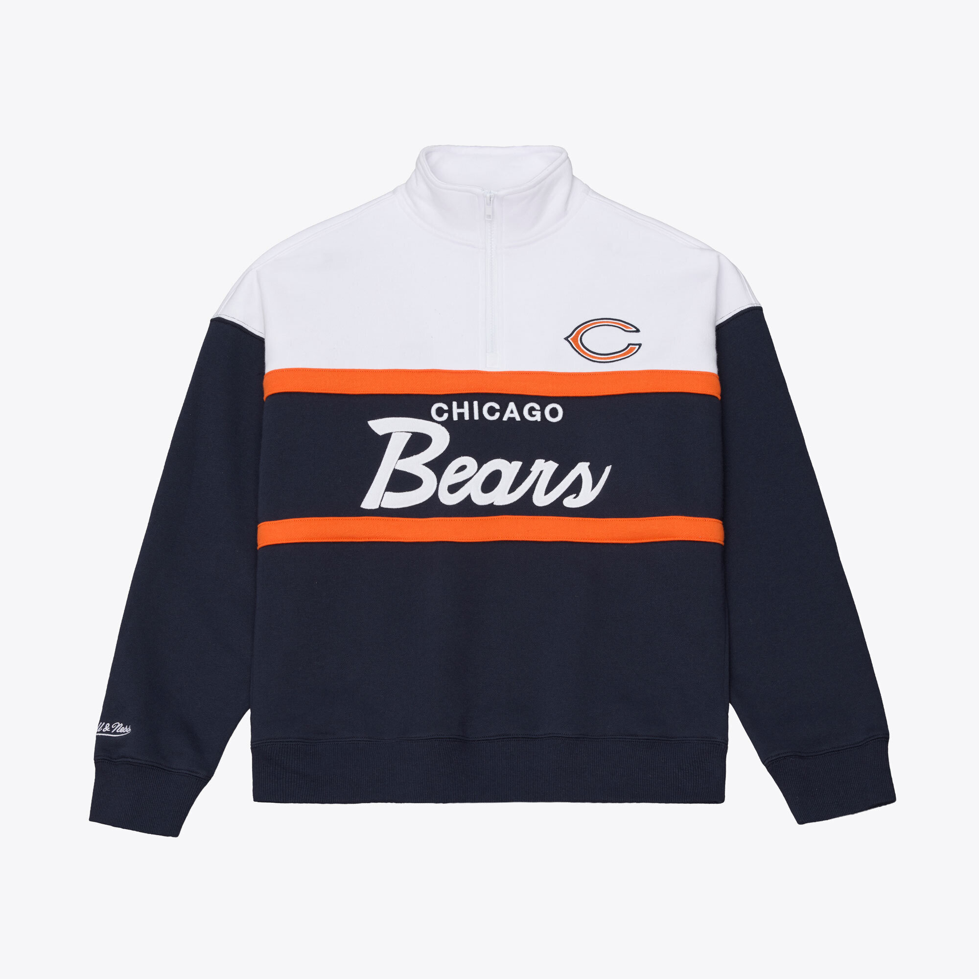 Women's Mitchell & Ness Navy Chicago Bears Head Coach Quarter-Zip Pullover